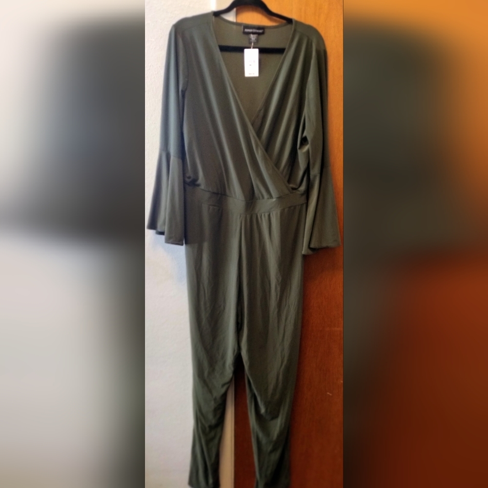 Ashley Stewart Olive Long Sleeved One Piece Pant Suit.